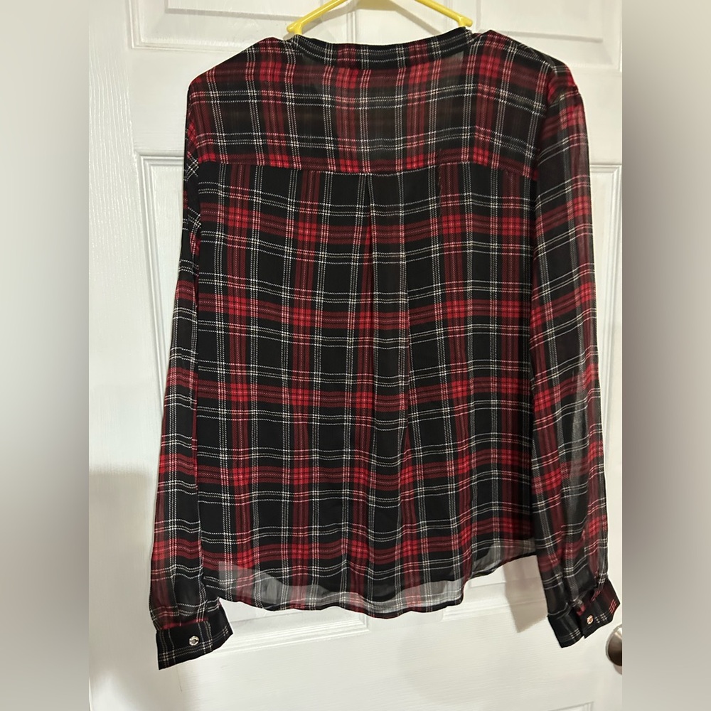 Tommy Hilfiger Red and Black Plaid Button-Up Shirt
